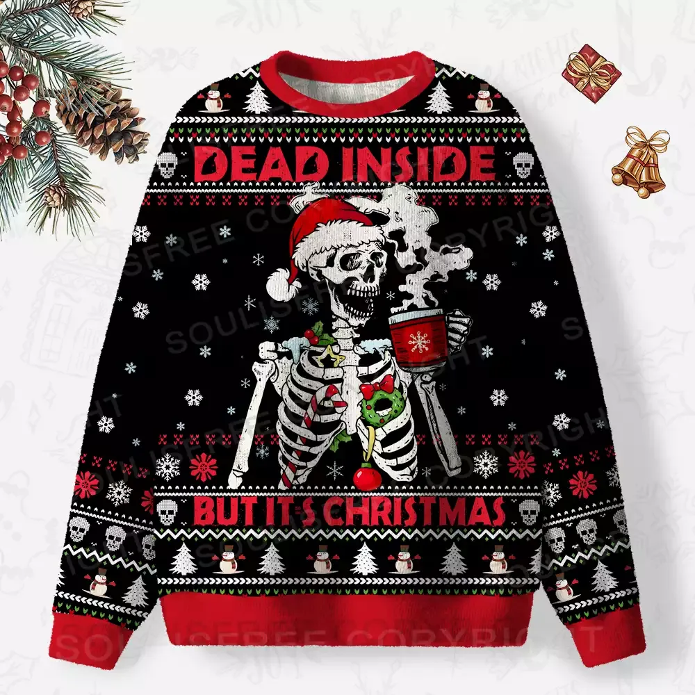 Dead Inside But It's Christmas Ugly Christmas Knit Sweatshirt