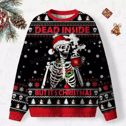 Dead Inside But It's Christmas Ugly Christmas Knit Sweatshirt