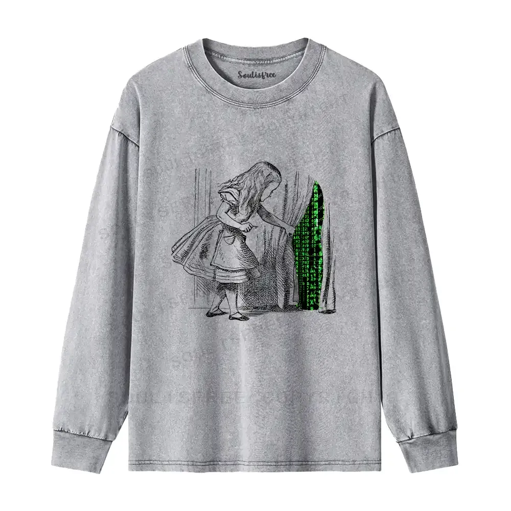 Wandering Into The Digital World Washed Long Sleeve Shirt