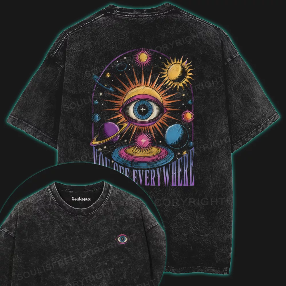 You See Everywhere Washed Space T-shirt