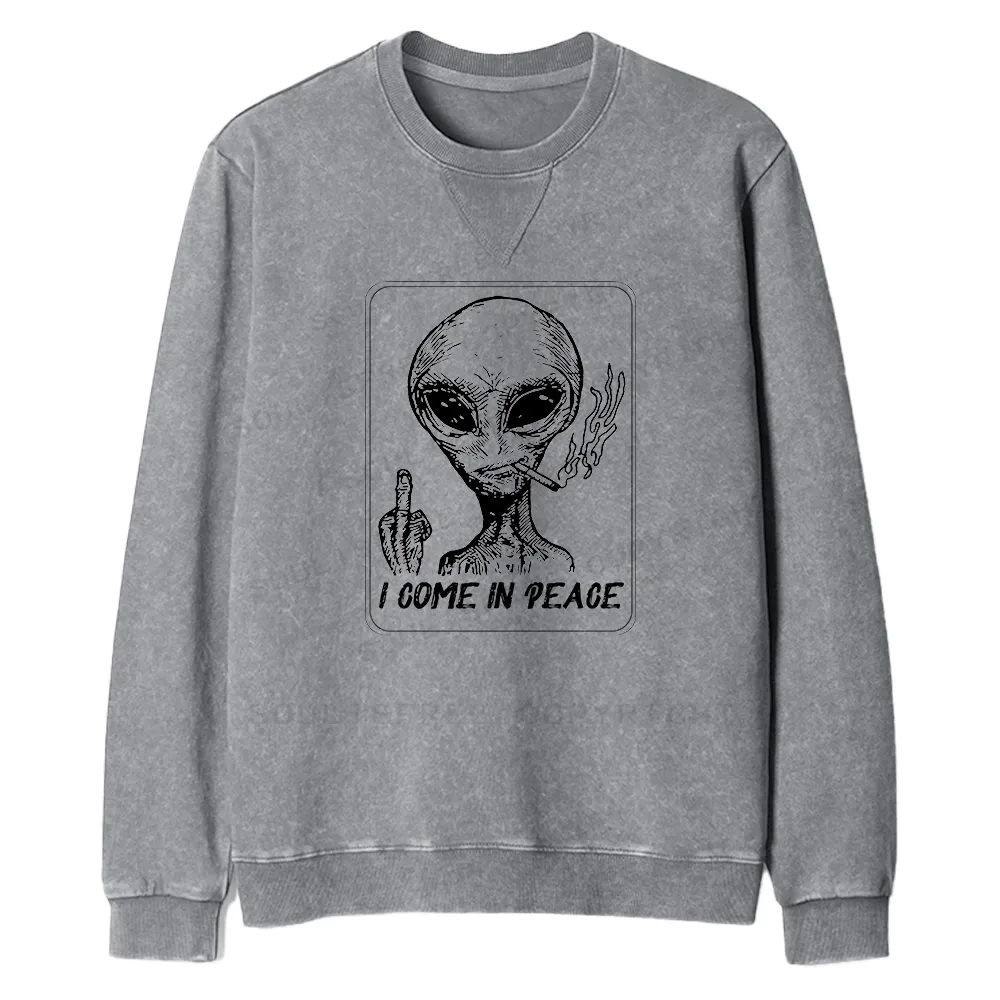 I Come In Peace Fit Washed Sweatshirt