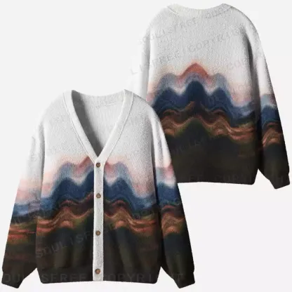 Gradient Layered Peaks Ugly Cardigan Sweaters