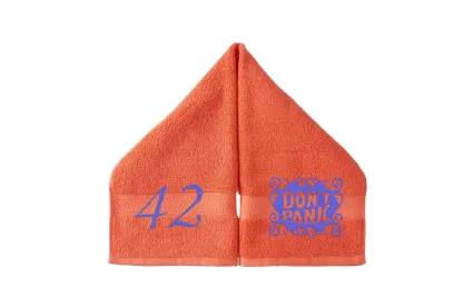 DON'T PANIC Embroidered Hand Towel