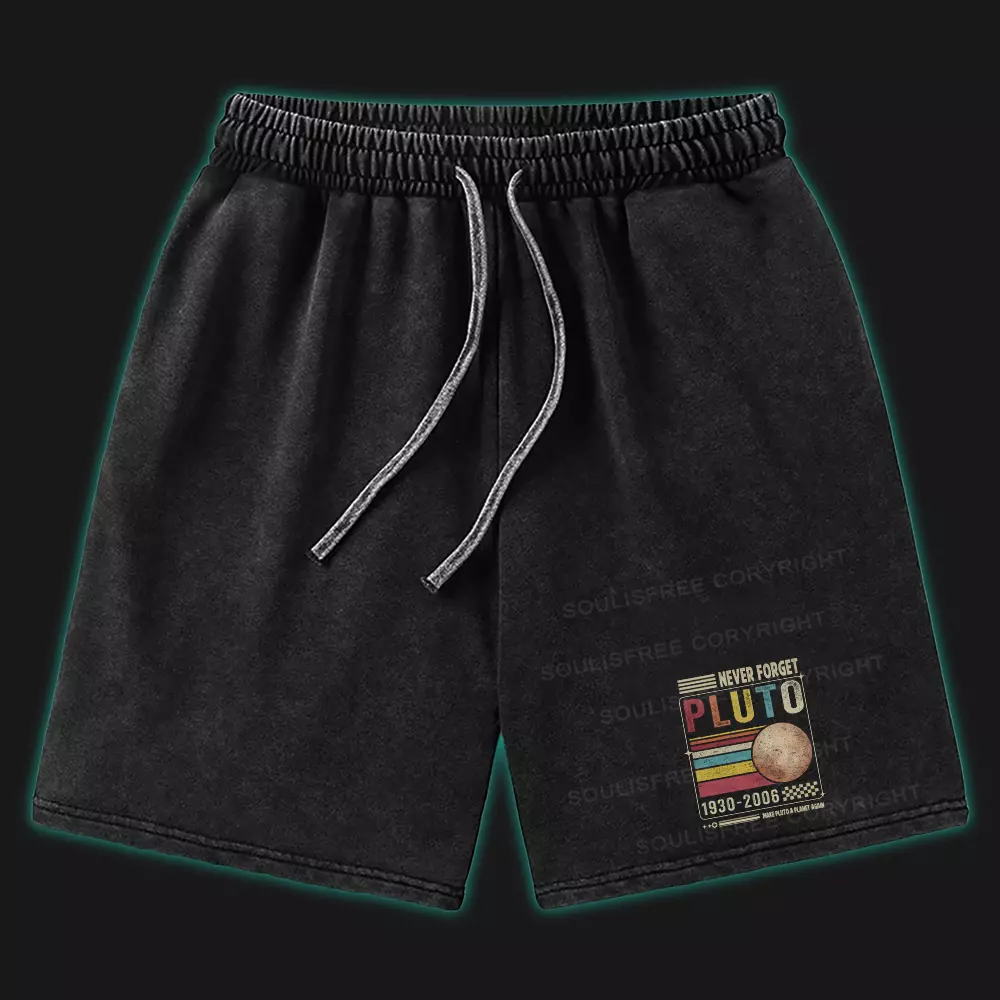 Never Forget Pluto Washed Shorts