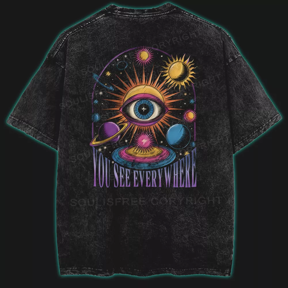 You See Everywhere Washed Space T-shirt