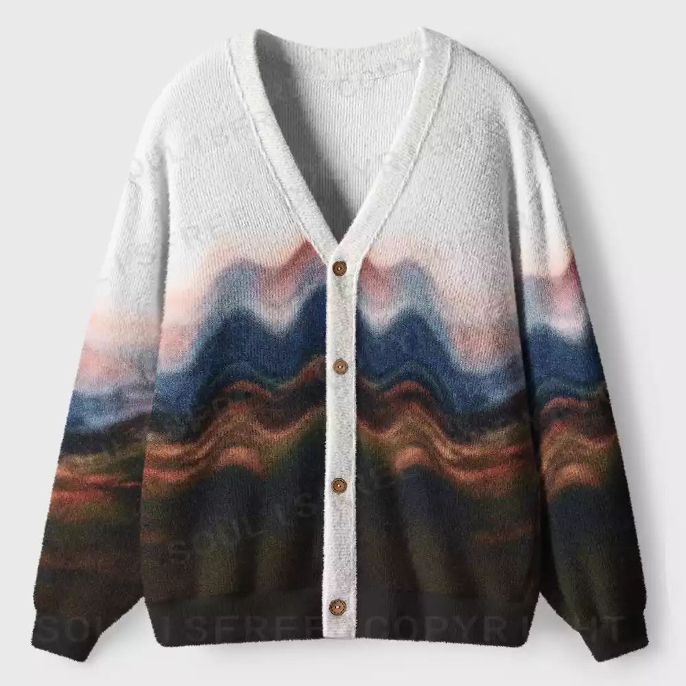 Gradient Layered Peaks Ugly Cardigan Sweaters