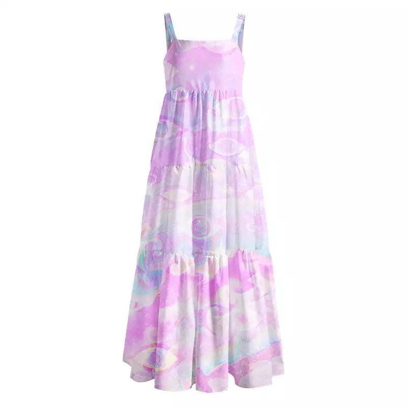 Soulisfree Aura Gradient Third Eye  Boho Maxi Dress