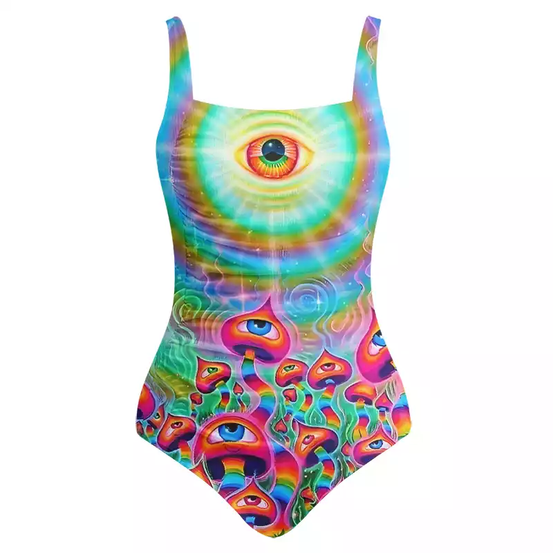 Soulisfree Psychedelic Eye Mushroom One‑Piece Swimsuit