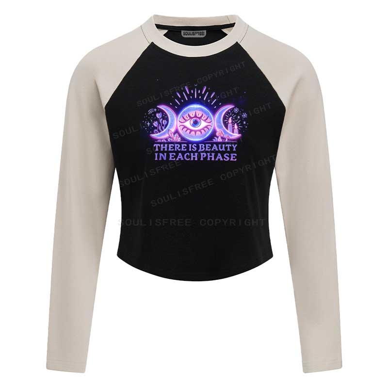 Designed Soulisfree THERE IS BEAUTY IN EACH PHASE Raglan Crop Tee