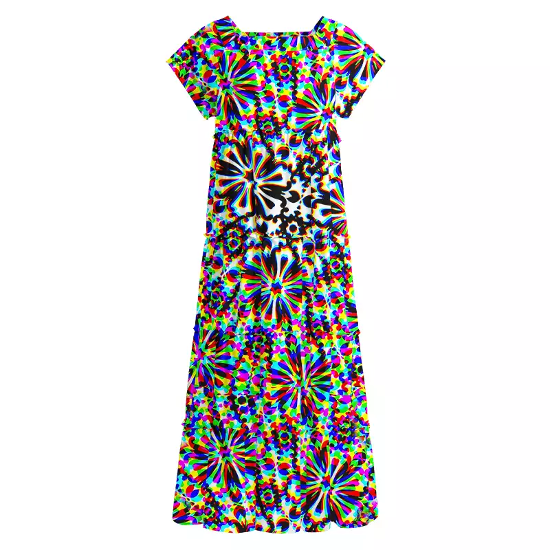 Soulisfree Chaos Flower Square Neck Maxi Dress
