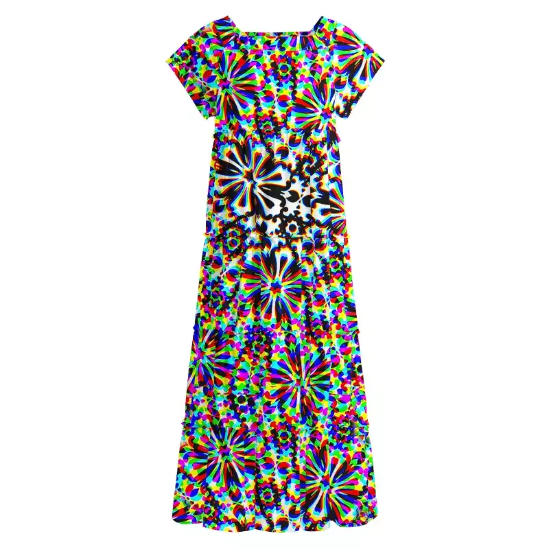 Soulisfree Chaos Flower Square Neck Maxi Dress