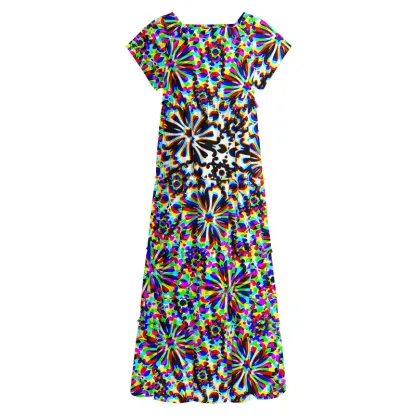 Soulisfree Chaos Flower Square Neck Maxi Dress
