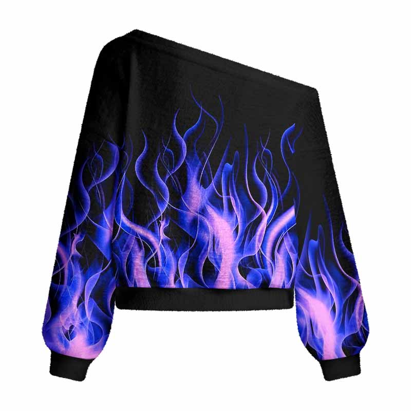 Soulisfree Violet Blaze  – Luminous Fire Women's Fuzzy Crewneck Sweater