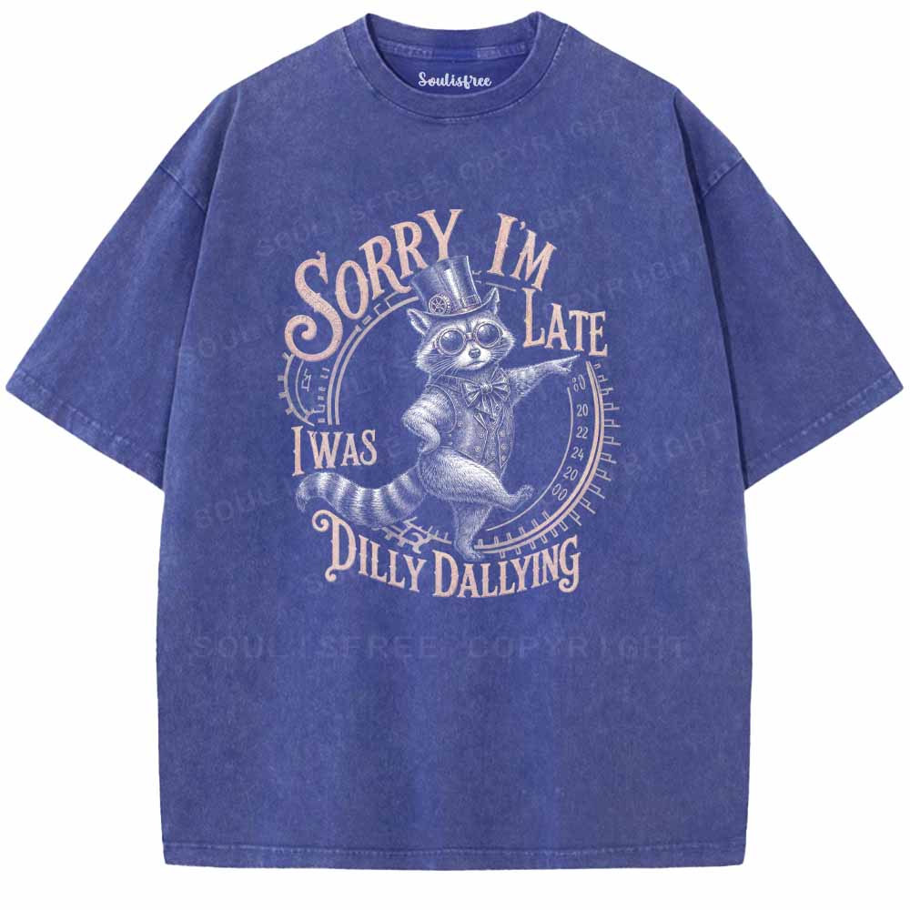 Soulisfree Sorry I'm Late I Was Dilly Dallying Washed Tee