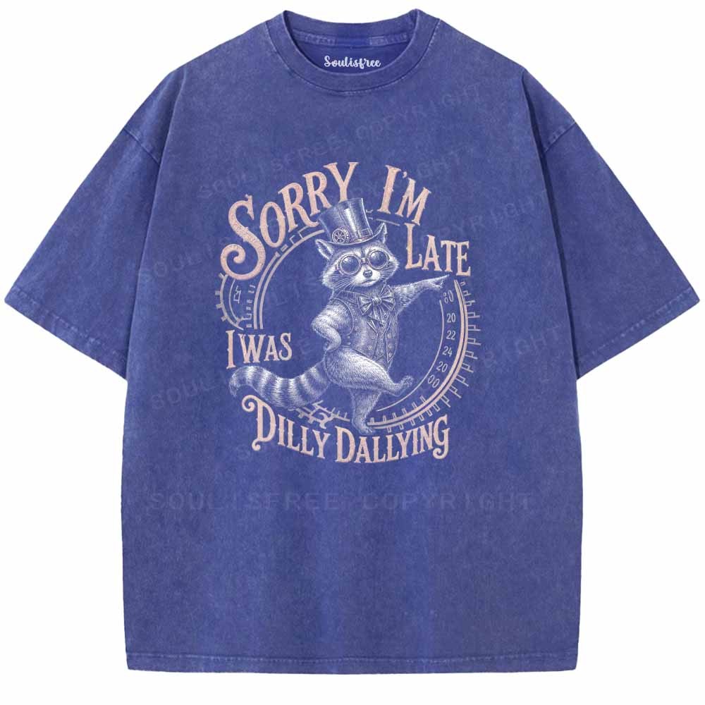 Soulisfree Sorry I'm Late I Was Dilly Dallying Washed Tee