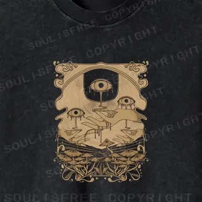 Dripping Eye Mushroom Washed Cropped Sweatshirt