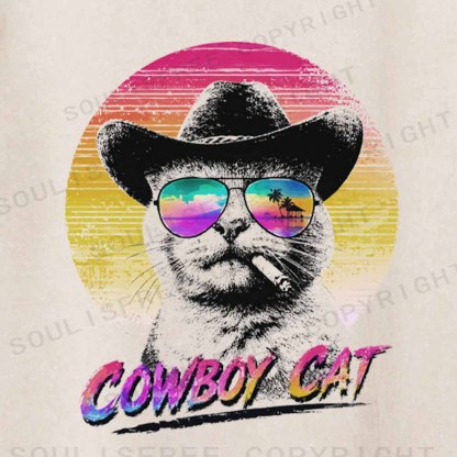 Soulisfree Funny Cowboy Cat Washed Tee