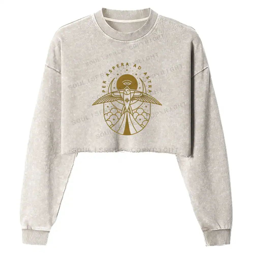 Gilded Avian Eye Washed Cropped Sweatshirt