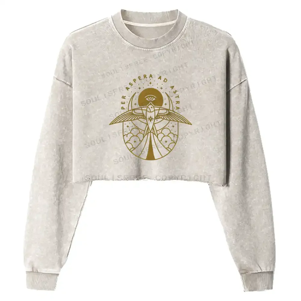 Gilded Avian Eye Washed Cropped Sweatshirt