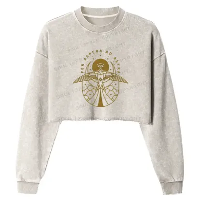 Gilded Avian Eye Washed Cropped Sweatshirt