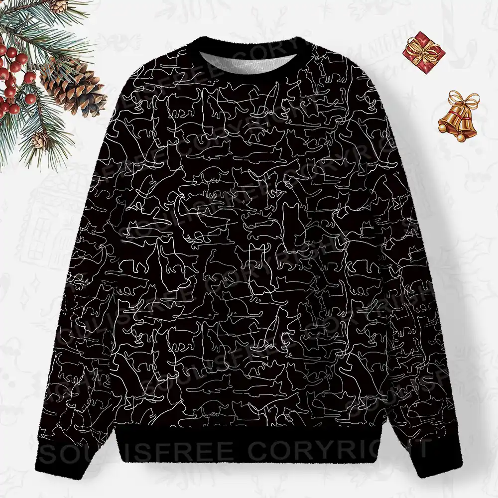 Whiskers in Motion Ugly Christmas Knit Sweatshirt