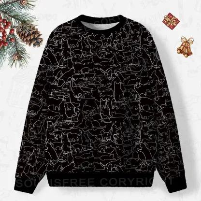 Whiskers in Motion Ugly Christmas Knit Sweatshirt