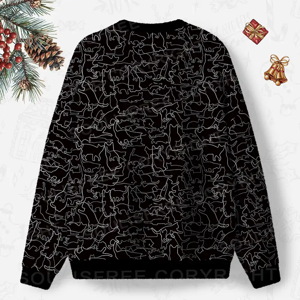 Whiskers in Motion Ugly Christmas Knit Sweatshirt