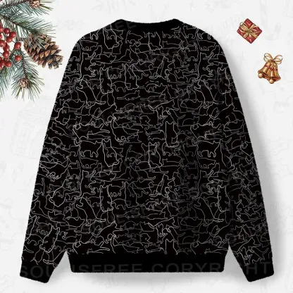 Whiskers in Motion Ugly Christmas Knit Sweatshirt