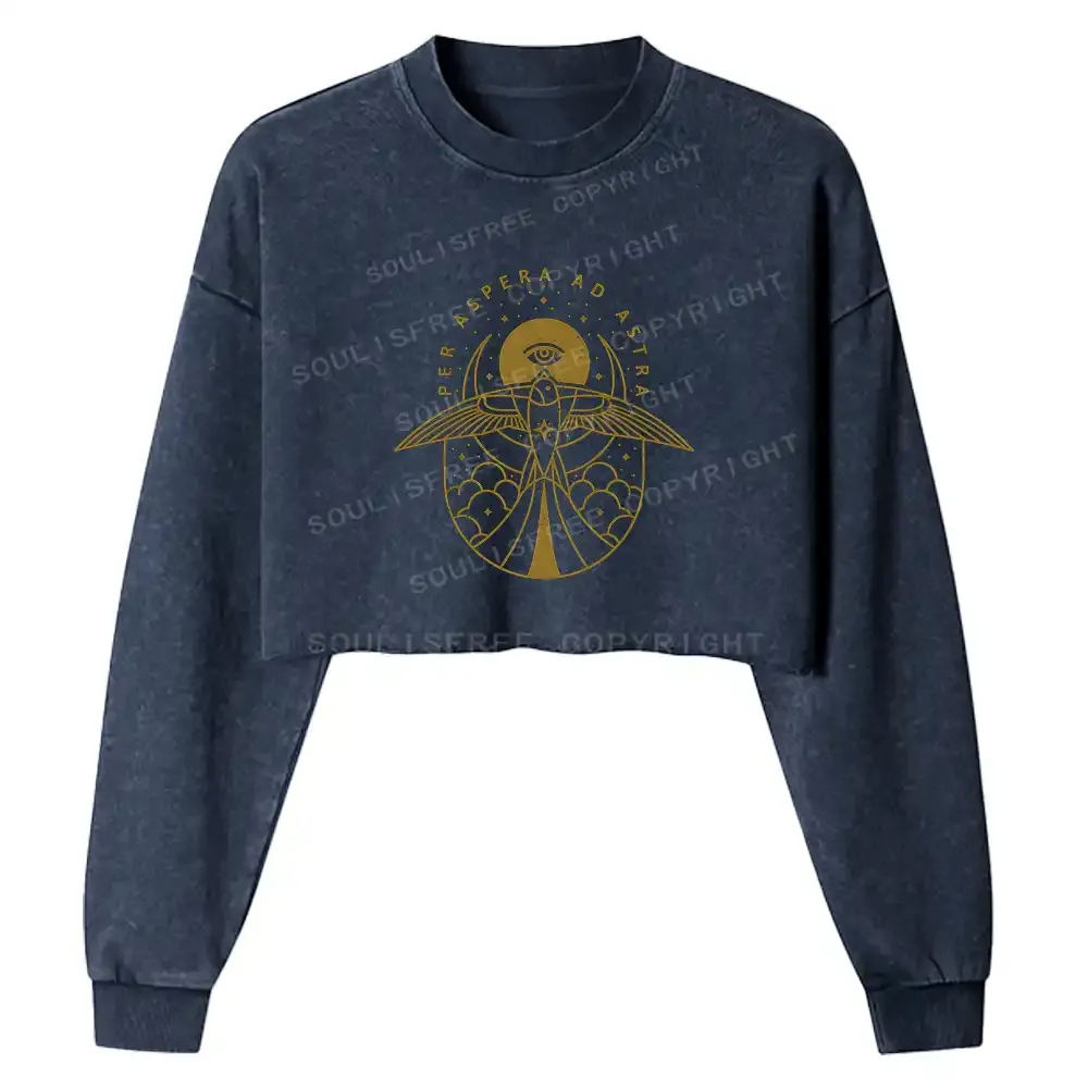 Gilded Avian Eye Washed Cropped Sweatshirt