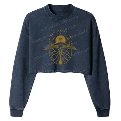 Gilded Avian Eye Washed Cropped Sweatshirt