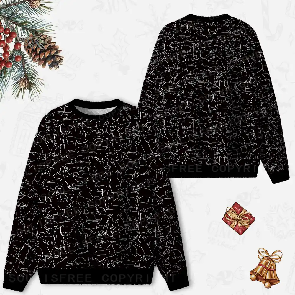 Whiskers in Motion Ugly Christmas Knit Sweatshirt