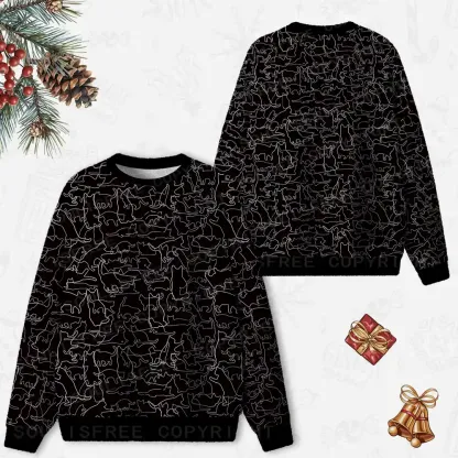 Whiskers in Motion Ugly Christmas Knit Sweatshirt