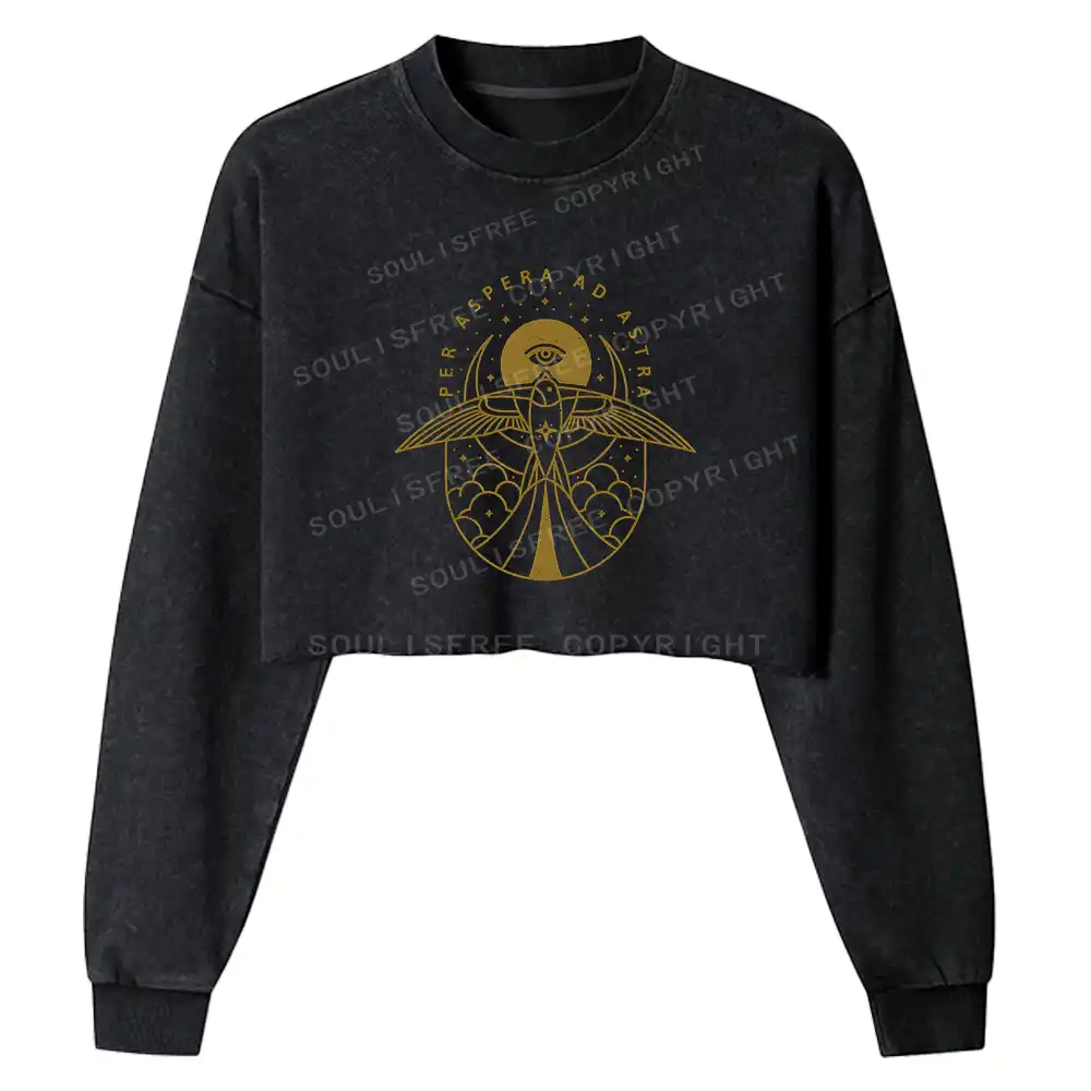Gilded Avian Eye Washed Cropped Sweatshirt