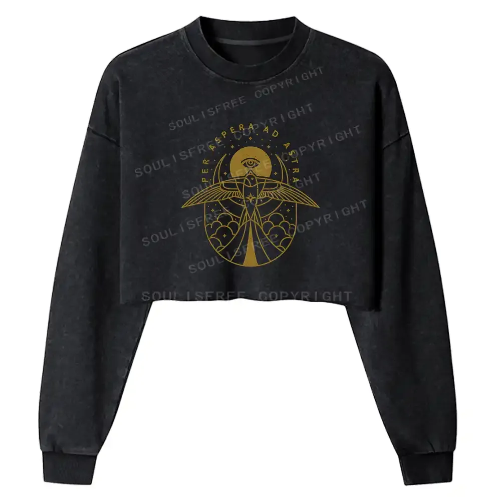 Gilded Avian Eye Washed Cropped Sweatshirt
