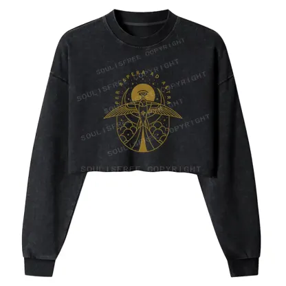 Gilded Avian Eye Washed Cropped Sweatshirt