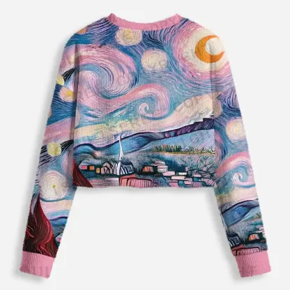 Starry Village Dreamscape Cropped Ugly Christmas Sweater