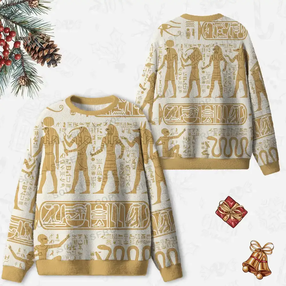 Echoes of Egypt Ugly Christmas Knit Sweatshirt