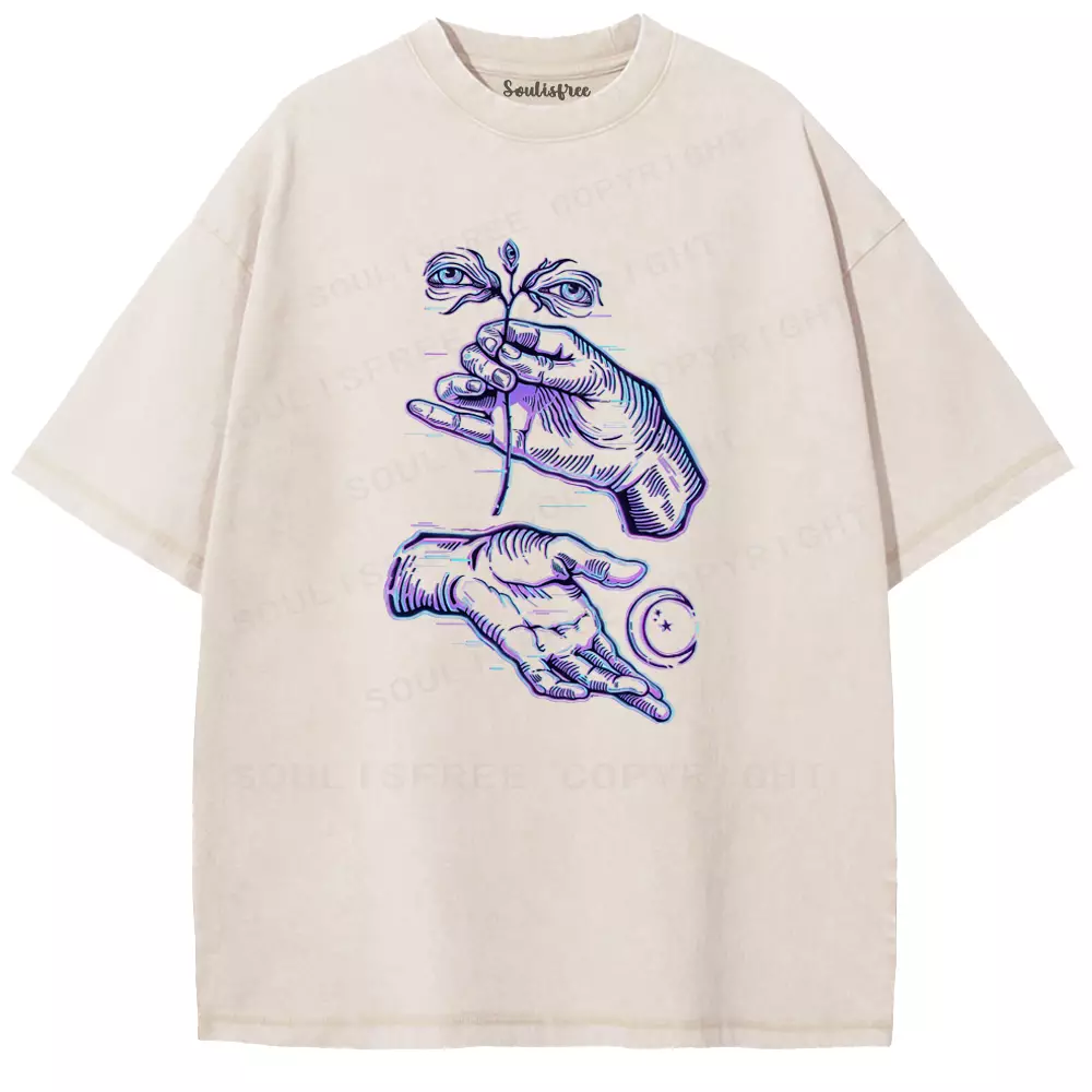 Soulisfree  Hands with All Seeing Eyes  Washed Tee