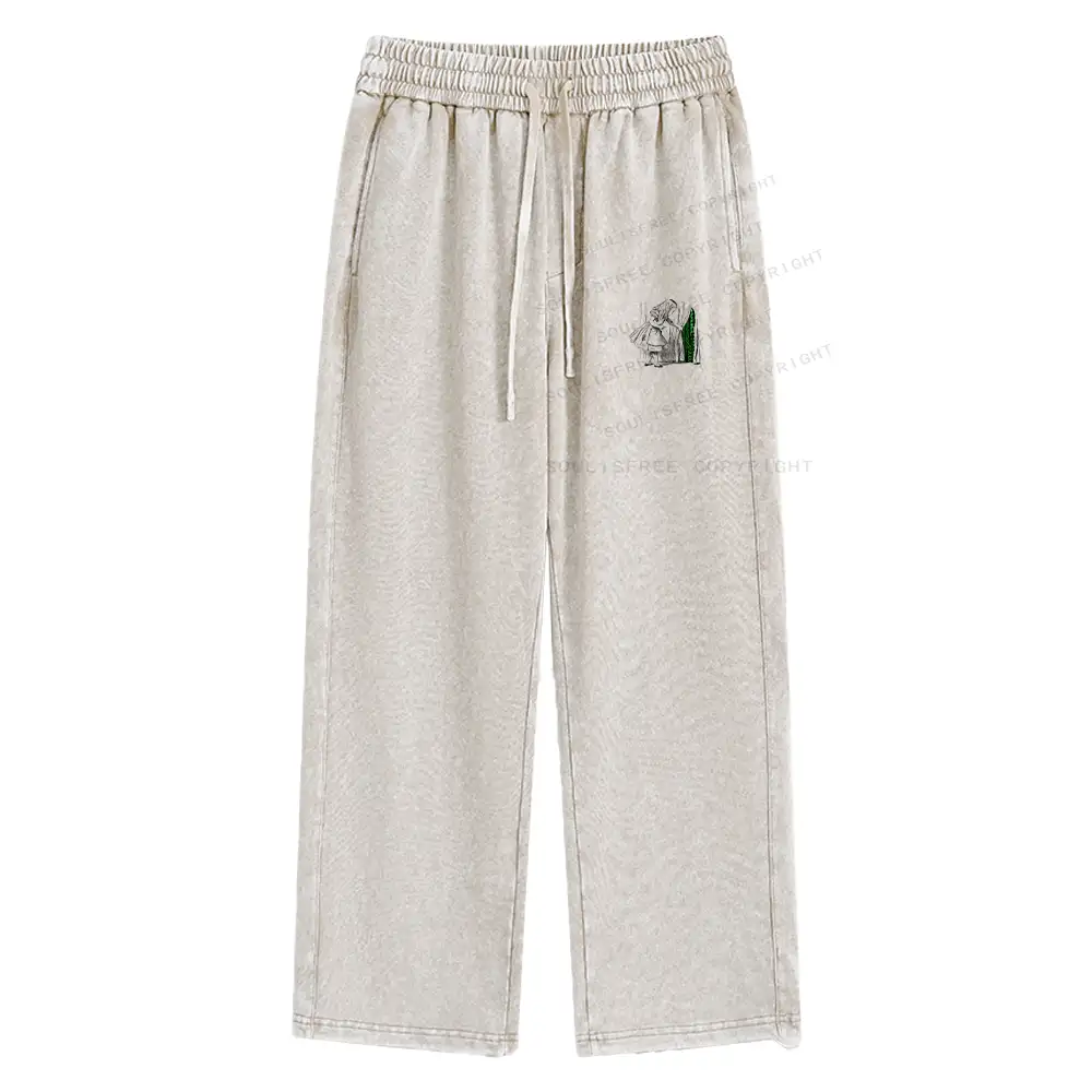Wandering Into The Digital World Washed Baggy Sweatpants