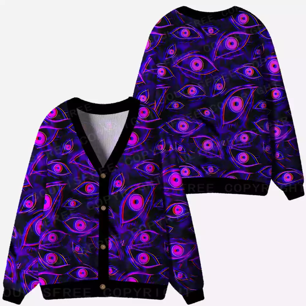 Neon Eyes of the Universe Ugly Cardigan Sweaters 