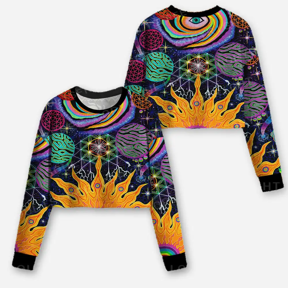 Galactic Dimensions Vision Cropped Ugly Christmas Sweater