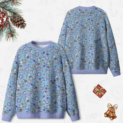 Whimsical Dice Realm Ugly Christmas Knit Sweatshirt