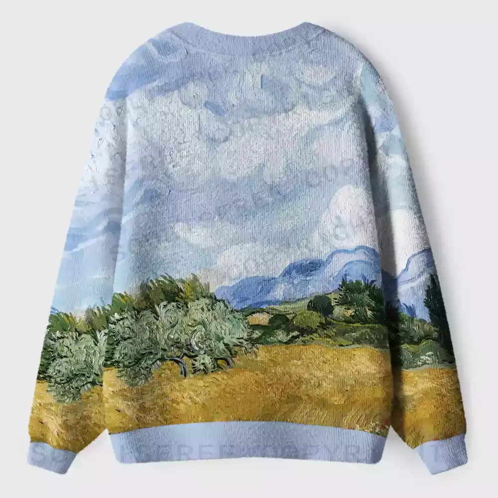 Artistic Brushstroke Fields Ugly Cardigan Sweaters 