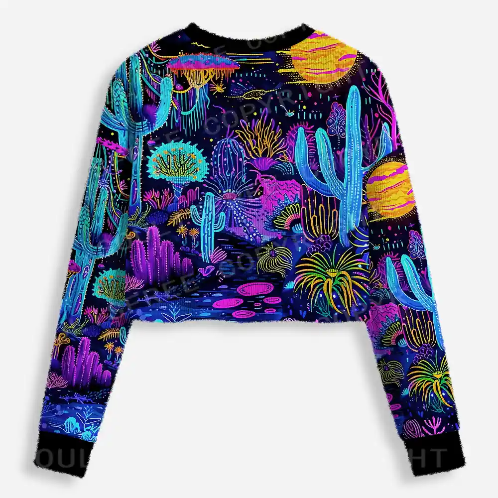 Psychedelic Desert Oasis Cropped Ugly Christmas Sweater