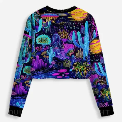 Psychedelic Desert Oasis Cropped Ugly Christmas Sweater