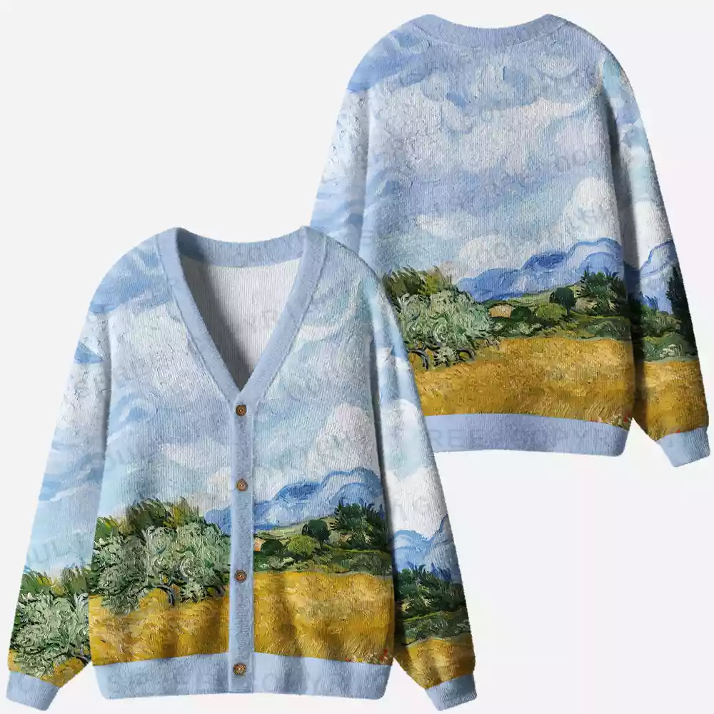 Artistic Brushstroke Fields Ugly Cardigan Sweaters 