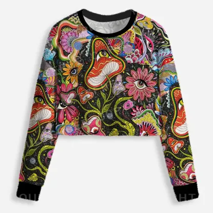 Psychedelic Floral Ocular Cropped Ugly Christmas Sweater