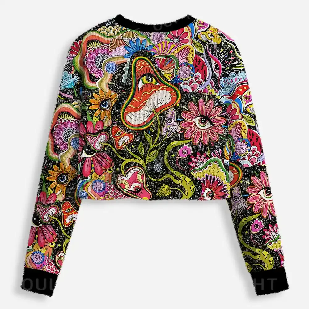 Psychedelic Floral Ocular Cropped Ugly Christmas Sweater