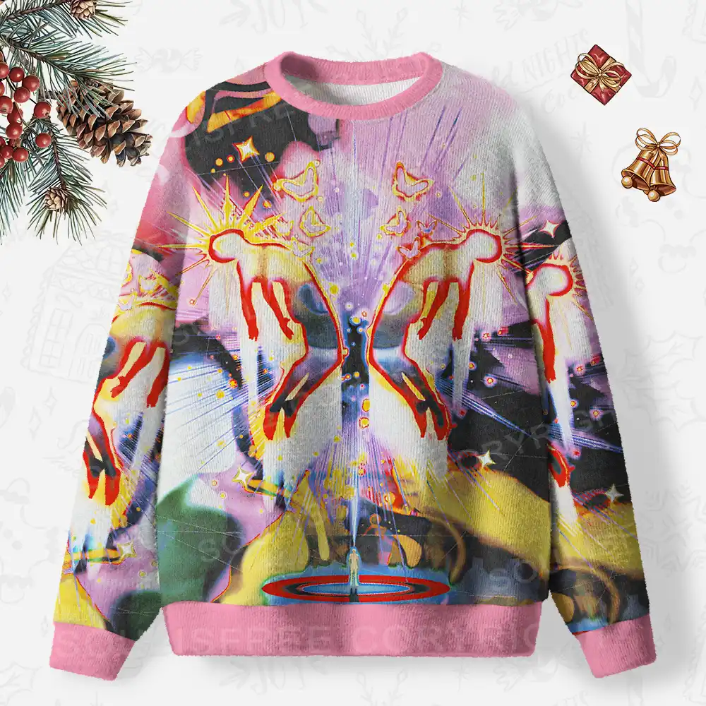 Radiant Celestial Figure Ugly Christmas Knit Sweatshirt
