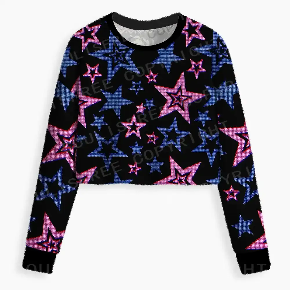 Glow-In-The-Dark Stars Cropped Ugly Christmas Sweater